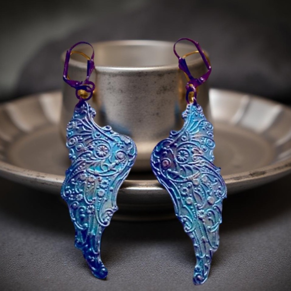 Hand crafted  Angel Wing earrings, Dangle earrings